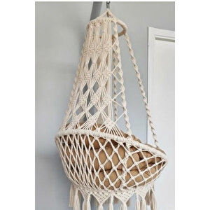 MİS38001 Krem Makrome El Örgüsü Salıncak (MİNDER SETİ VE SALINCAK)