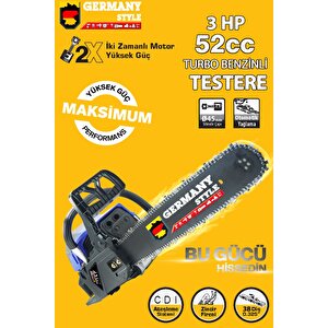 Alman Turbo Ms-650 52 Cc Ağaç Dal Kesim Benzinli Hızar Ağaç Kesme Moturu Zincirli Testere