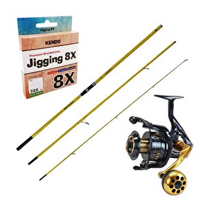 Yekoutdoor Yüksek Kalite Olta Seti Okuma Makaira Surf 4,30 Cm 100-250 Gr 3 Parça Yellow Surf Kamışı&okuma Salina Sa-6000ha Blue 6+