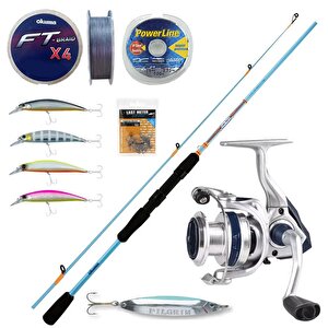 Yekoutdoor Okuma Spin Seti - Okuma Aria-c4000a Painting Silver 1bb Olta Makinesi-okuma Fuel Spin 2,44 Cm 15-40 Gr 2 Parça Spin Kam