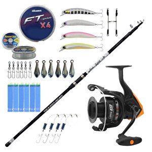 Yekoutdoor Okuma Aria Tele Surf 3,90 Cm 100-200 Gr Surf Kamışı&okuma Jaw-55 3+1bb Olta Makinesi