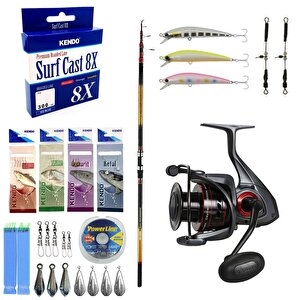Yekoutdoor Yüksek Kalite Hazır Olta Seti Okuma Savant Surf 420 Cm 4 Parça Surf Kamışı&okuma Ceymar C-6000a Dark Grey 7+1bb Olta Ma