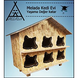 Melada Kedi Evi Dış Ortam Uygun Ahşap Kedi Evi Osb 100x95x50 Cm