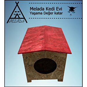 Melada Kedi Evi Dış Ortam Uygun Ahşap Kedi Evi Osb 39x37x34 Cm