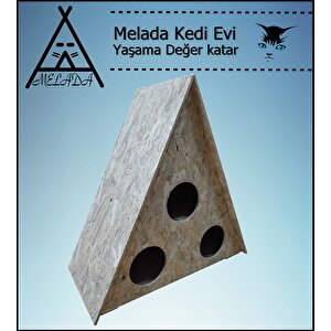 Melada Kedi Evi Dış Ortam Uygun Ahşap Kedi Evi Osb 78x76x35 Cm