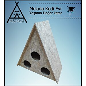 Melada Kedi Evi Dış Ortam Uygun Ahşap Kedi Evi Osb 78x76x35 Cm