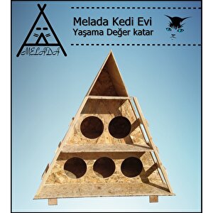Melada Kedi Evi Dış Ortam Uygun Ahşap Kedi Evi Osb 100x90x55 Cm