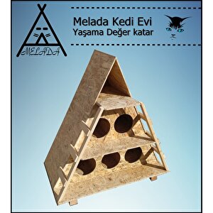 Melada Kedi Evi Dış Ortam Uygun Ahşap Kedi Evi Osb 100x90x55 Cm