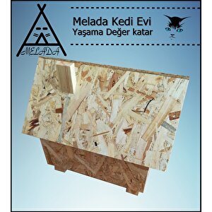 Melada Kedi Evi Dış Ortam Uygun Ahşap Kedi Evi Osb 46x34x34 Cm