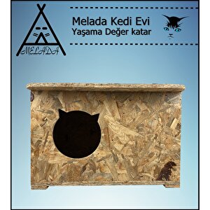 Melada Kedi Evi Dış Ortam Uygun Ahşap Kedi Evi Osb 50x45x34 Cm