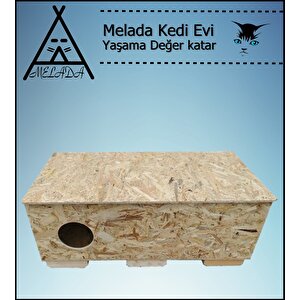 Melada Kedi Evi Dış Ortam Uygun Ahşap Kedi Evi Osb 100x50x40 Cm