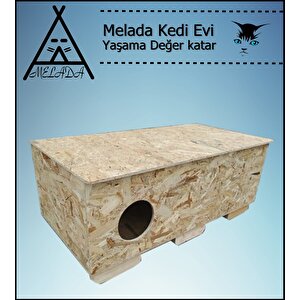 Melada Kedi Evi Dış Ortam Uygun Ahşap Kedi Evi Osb 100x50x40 Cm