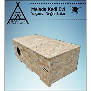 Melada Kedi Evi Dış Ortam Uygun Ahşap Kedi Evi Osb 100x50x40 Cm