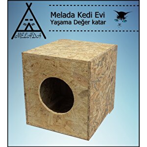 Melada Kedi Evi Dış Ortam Uygun Ahşap Kedi Evi Osb 40x37x34 Cm
