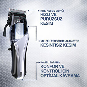 9657 Rapid Clip 12 Kılavuz Taraklı Şarjlı Saç Sakal Kesme Makinesi 09657-0460