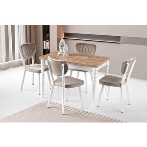 Cunda Star Mutfak Masası Sandalye Takımı 70x110 Beyaz