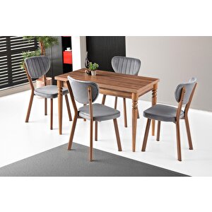 Cunda Star Mutfak Masası Sandalye Takımı 70x110 Ceviz
