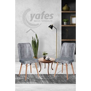 Yafes Kare Gold 2'li Sandalye Mutfak Sandalyesi Gri