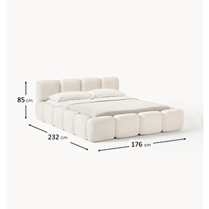 Mode Buklet 160 Cm. Döşemeli 2 Kişilik Baza Başlık Set 02 Bej Bukle Kumaş (evi̇ni̇ze Tesli̇m Kurulumlu) Açık Bej
