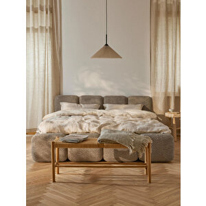 Mode Buklet 160 Cm. Döşemeli 2 Kişilik Baza Başlık Set 05 Kahverengi Bukle Kumaş (evi̇ni̇ze Tesli̇m Kurulumlu) Kahverengi