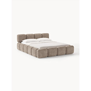 Mode Buklet 160 Cm. Döşemeli 2 Kişilik Baza Başlık Set 05 Kahverengi Bukle Kumaş (evi̇ni̇ze Tesli̇m Kurulumlu)