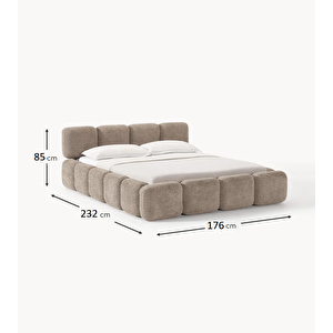 Mode Buklet 160 Cm. Döşemeli 2 Kişilik Baza Başlık Set 05 Kahverengi Bukle Kumaş (evi̇ni̇ze Tesli̇m Kurulumlu)