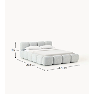 Mode Buklet 160 Cm. Döşemeli 2 Kişilik Baza Başlık Set 15 Gri Bukle Kumaş (evi̇ni̇ze Tesli̇m Kurulumlu)