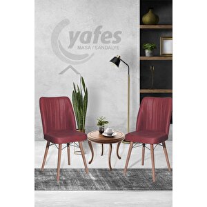 Yafes Kare Gold 3'lü Sandalye Mutfak Sandalyesi Bordo