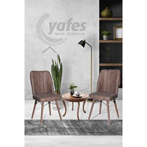 Yafes Kare Gold 2'li Sandalye Mutfak Sandalyesi Kahveregi