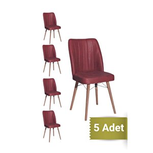 Yafes Kare Gold 5'li Sandalye Mutfak Sandalyesi Bordo
