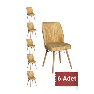Yafes Kare Gold 6'lı Sandalye Mutfak Sandalyesi Sarı