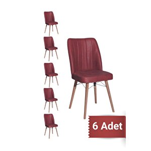 Yafes Kare Gold 6'lı Sandalye Mutfak Sandalyesi Bordo