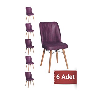 Yafes Kare Gold 6'lı Sandalye Mutfak Sandalyesi Mor