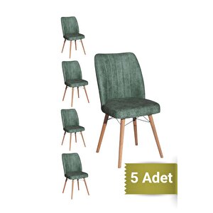 Yafes Kare Gold 5'li Sandalye Mutfak Sandalyesi Yeşil