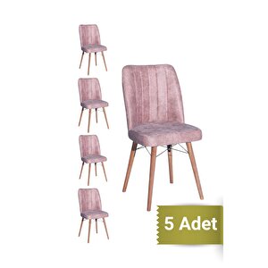 Yafes Kare Gold 5'li Sandalye Mutfak Sandalyesi Pembe