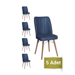 Yafes Kare Gold 5'li Sandalye Mutfak Sandalyesi Lacivert