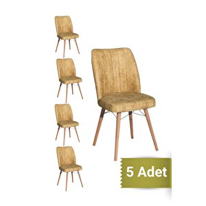Yafes Kare Gold 5'li Sandalye Mutfak Sandalyesi Sarı
