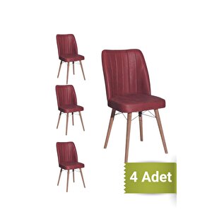 Yafes Kare Gold 4'lü Sandalye Mutfak Sandalyesi Bordo