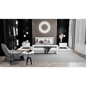 Arya Çift Kişilik 160x200 Yatak Uyumlu Mdf Beyaz Çekmeceli Karyola