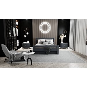 Arya Çi̇ft Ki̇şi̇li̇k 160x200 Yatak Uyumlu  Çekmeceli̇ Karyola Antrasit