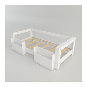 Montessori 90x190 Yatak Uyumlu Karyola M1-41 Antrasit Beyaz
