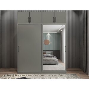 Porta Sürgü Kapaklı Dolap Gardırop Yüklüklü Füme 160 Cm - Montaj Dahil