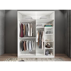 Porta Sürgü Kapaklı Dolap Gardırop Yüklüklü Beyaz 160 Cm - Montaj Dahil