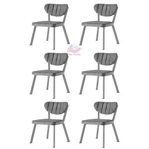Esinti Metal Sandalye Renkli Ayak 6 Lı Set Cafe,restaurant,mutfak,salon,yemek Odası Sandalyesi  Siyah