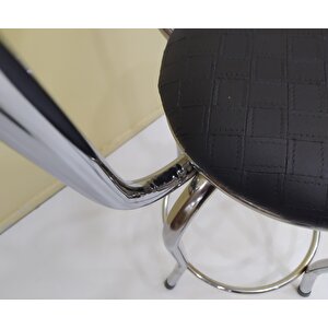 Sandalye 12748 Bar Tipi Yüksek Model 1ad Si̇yah Suni Deri Döşem Metal Krom El Yapı