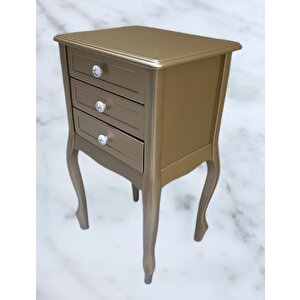 Komodin Model 90529 3çekmeceli Kayın Lükens Ayak Gold Renk Porselen Kulp El Yapım