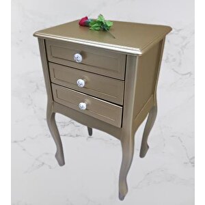 Komodin Model 90529 3çekmeceli Kayın Lükens Ayak Gold Renk Porselen Kulp El Yapım