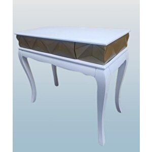 Dresuar Piramit Model 90521 Gold Beyaz Uyum Lükens Kayın Ayak El Yapım