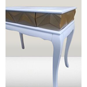 Dresuar Piramit Model 90521 Gold Beyaz Uyum Lükens Kayın Ayak El Yapım