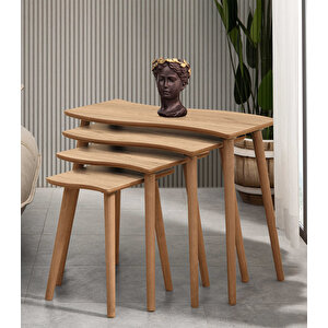 Salsa 4lü Dörtlü Mdf Ahşap Zi̇gon Sehpa - Meşe